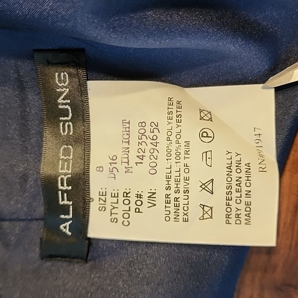 NWT Alfred Sung Midnight Blue Cocktail Sheath Dress Size 8 - Picture 11 of 12
